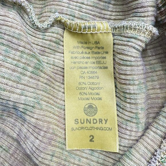 Sundry Ribbed Floral Henley Top Size 2‎ Medium Slim Fit Snap Button Fairy Grunge - Picture 4 of 6